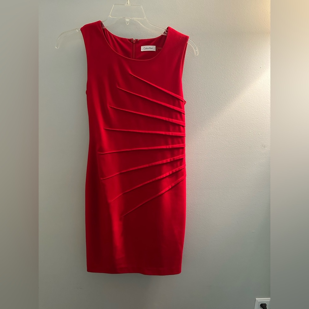 Calvin Klein Red Sheath Cocktail Dress